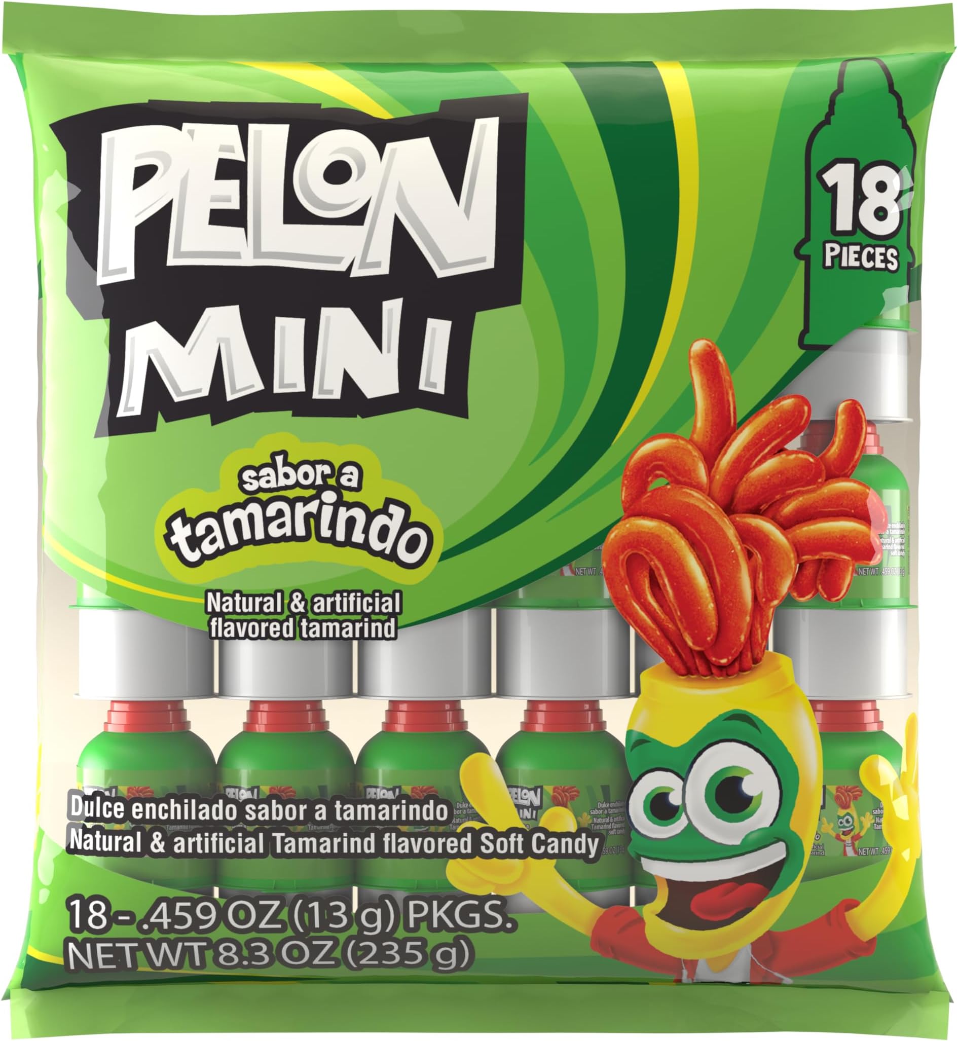 Pelon Pelo Rico Mini Tamarind Candy, 0.45 oz, 18 Count (Pack of 1)
