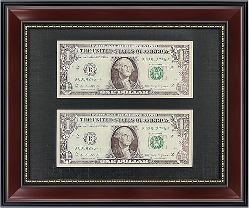 GMFrames Marco de billetes de dólar de caoba con vidrio real de estera negra