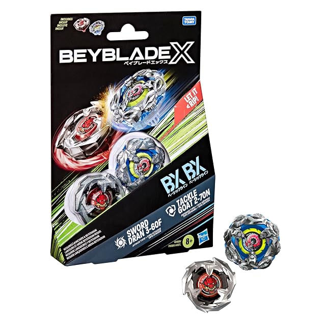 Beyblade X Tackle Goat 2-70N & Sword Dran 3-60F, Pack Doble