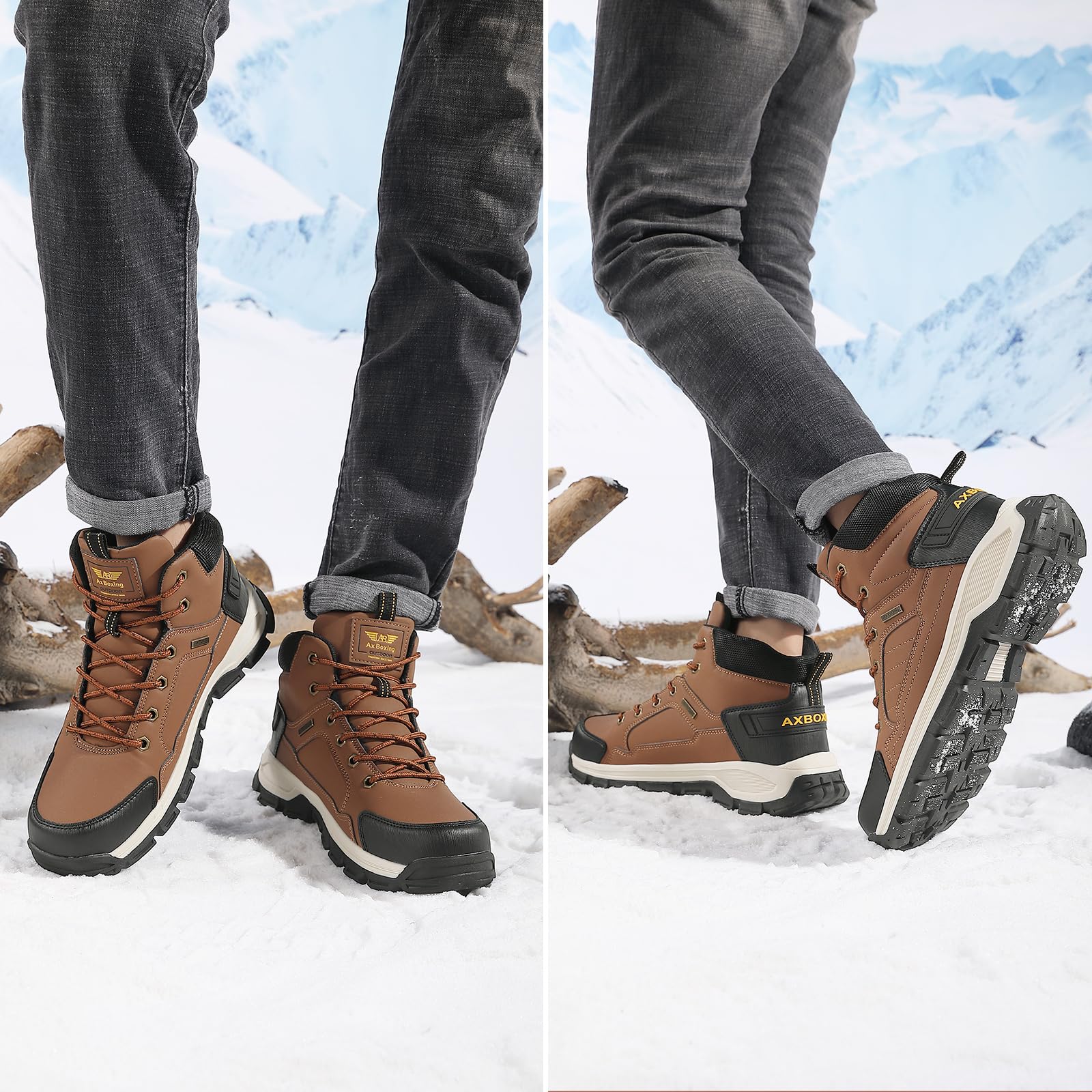 AX BOXING Scarpe Uomo Invernali Stivali Caldo Scarponcini Trekking Antiscivolo Scarpe de Neve Comode Stivaletti Outdoor