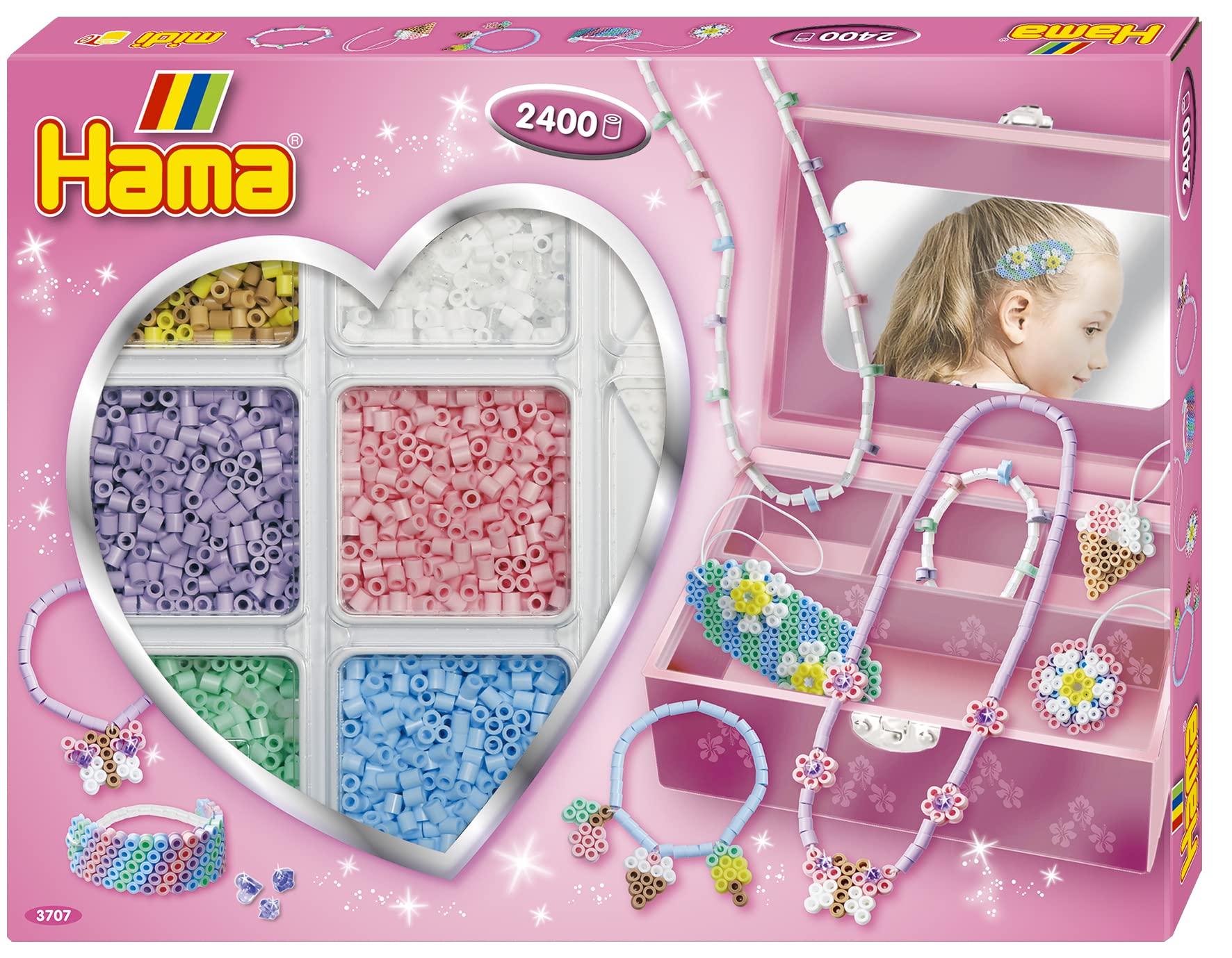 Coffret Perles à Repasser Hama – 2400 Perles MIDI, Plaque Hexagonale, Papier à Repasser – Pour Enfants Dès 5 Ans