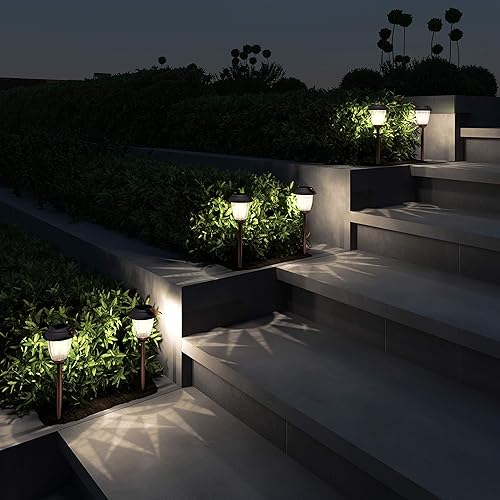 Miniatura 3 de Pure Garden Luces solares para camino, juego de 8 a 16 pulgadas de alto acero inoxidable para exteriores, iluminación para jardín, paisaje, patio,