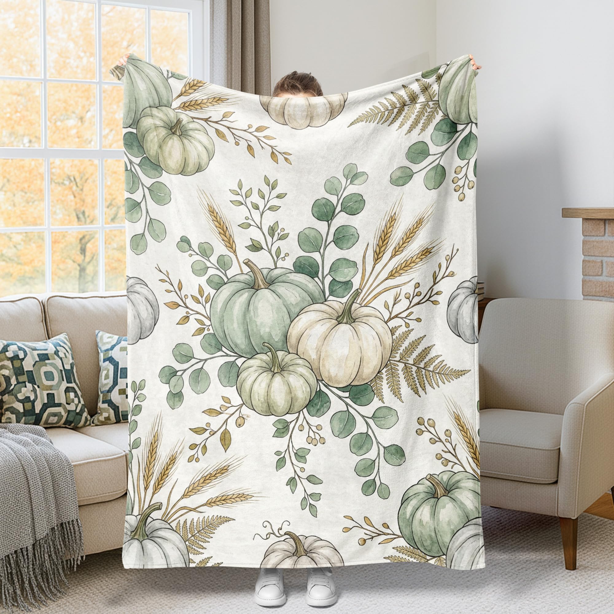 Couverture de citrouilles rustiques pour soirées cocooning au lit