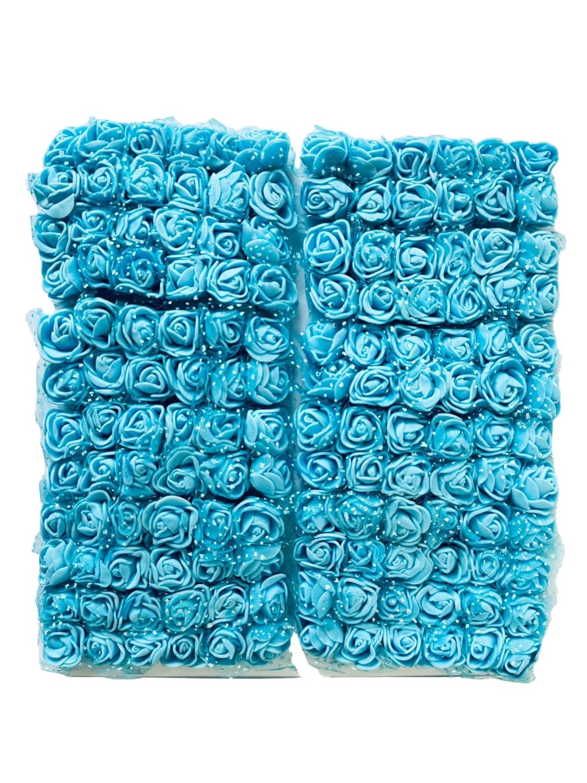 Artificial Flowers Foam Roses Light Blue Wedding Flowers Fake Flowers Bridal Bouquets Birthday Wedding Party Flower Arrangement DIY Crafts Accessories Home Party Decoration 144 pcs 5 Pack