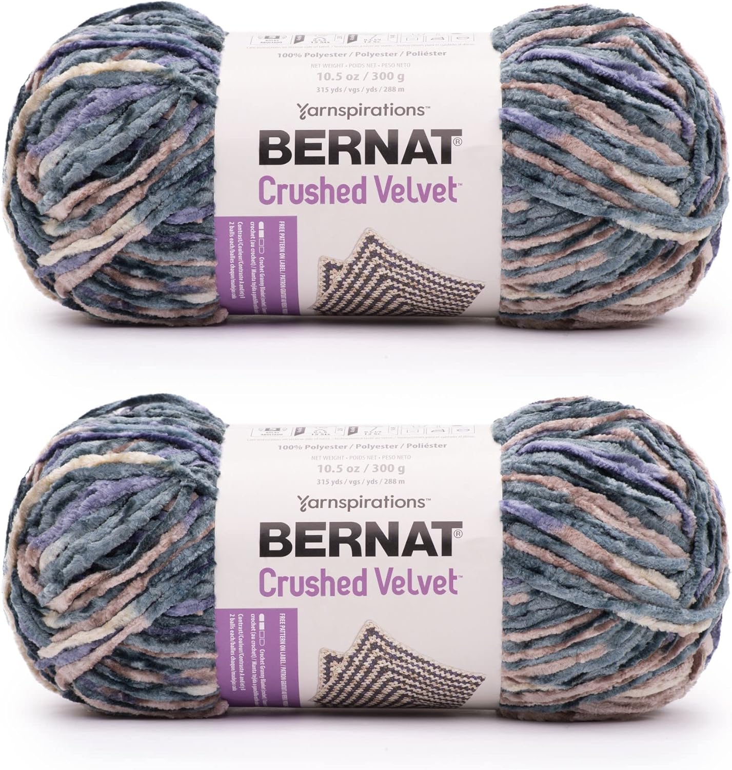 Bernat Crushed Velvet Yarn, Frosted Almond 2 Pack