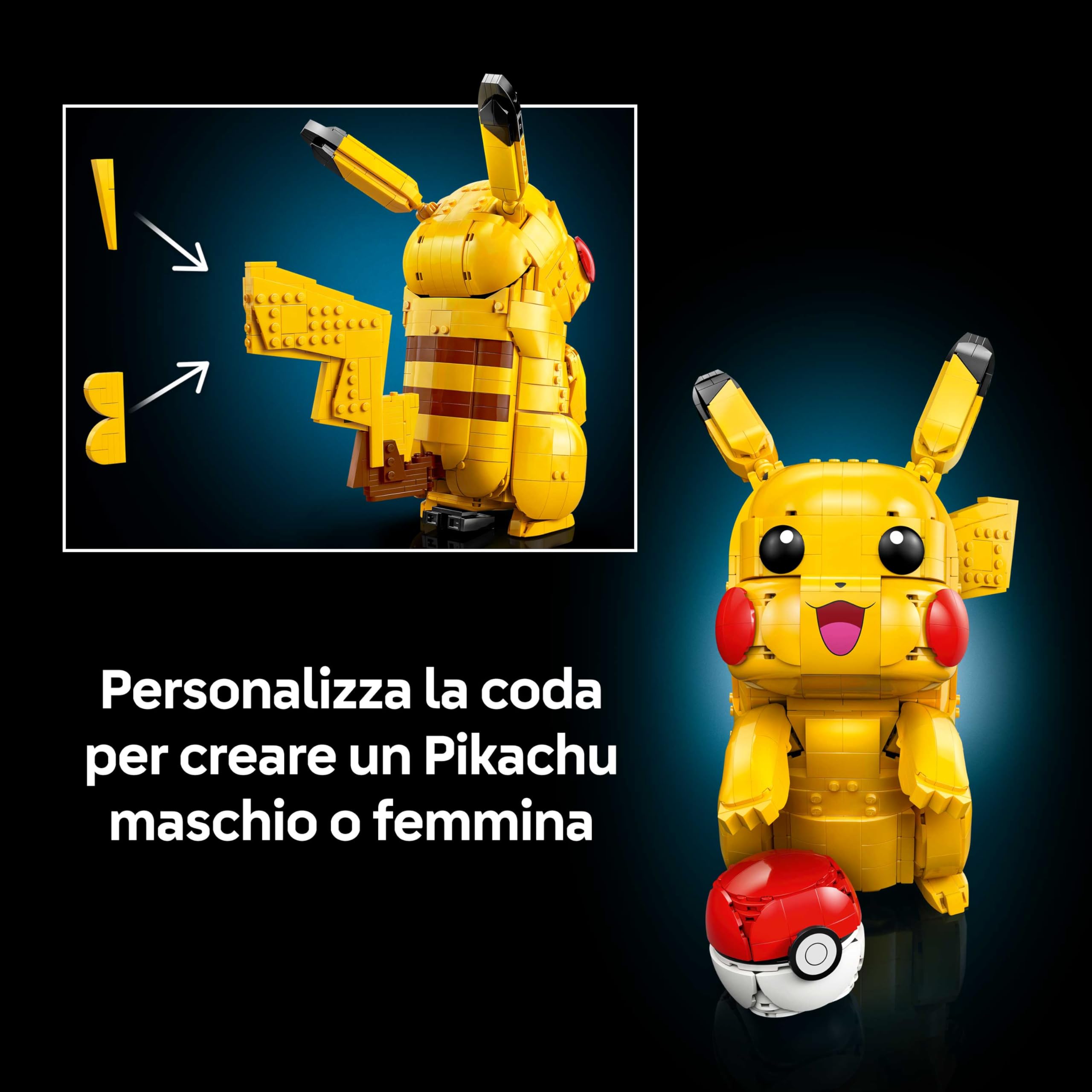 LEGO Pokémon Pikachu e Poké Ball - Kit di Modellismo per Adulti Tratto dall'Anime con Figura Snodabile ed Espositore - Decorazione Fai da Te per la Camera - Regalo per Gamer da Collezione - 72152