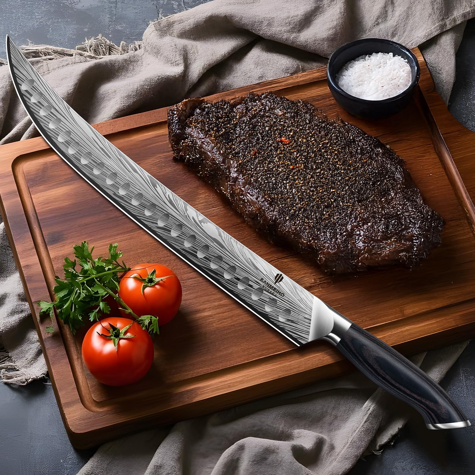 SANMEIHO Butcher Knife - 12 Inch High Carbon Steel -8