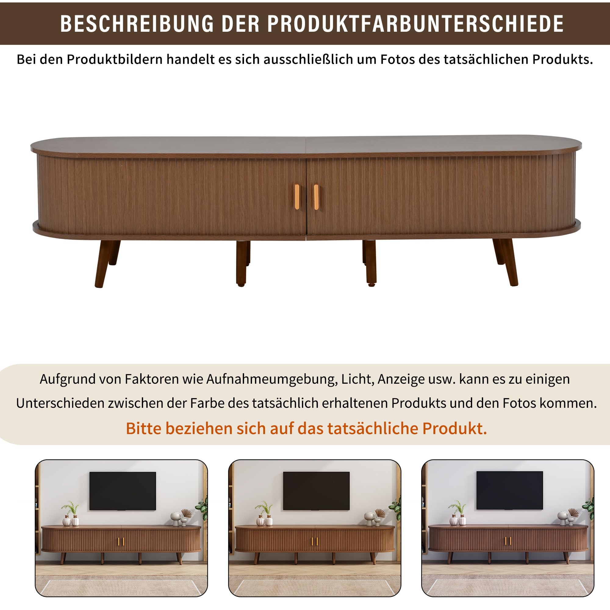 175x40x42cm&100x50x40cm Wohnzimmer-TV-Schrank mit Stauraum + Couchtisch-Kombination, Nussbaum Kombination in Originalholzfarbe, MDF, 2 Set