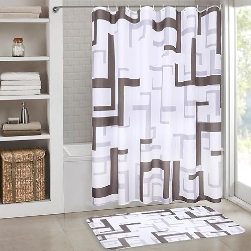 Miniatura 2 de Juegos de baño con cortina de ducha y alfombras, juego de 4 cortinas de ducha para baño, juego de decoración de baño resistente al agua, tapete de