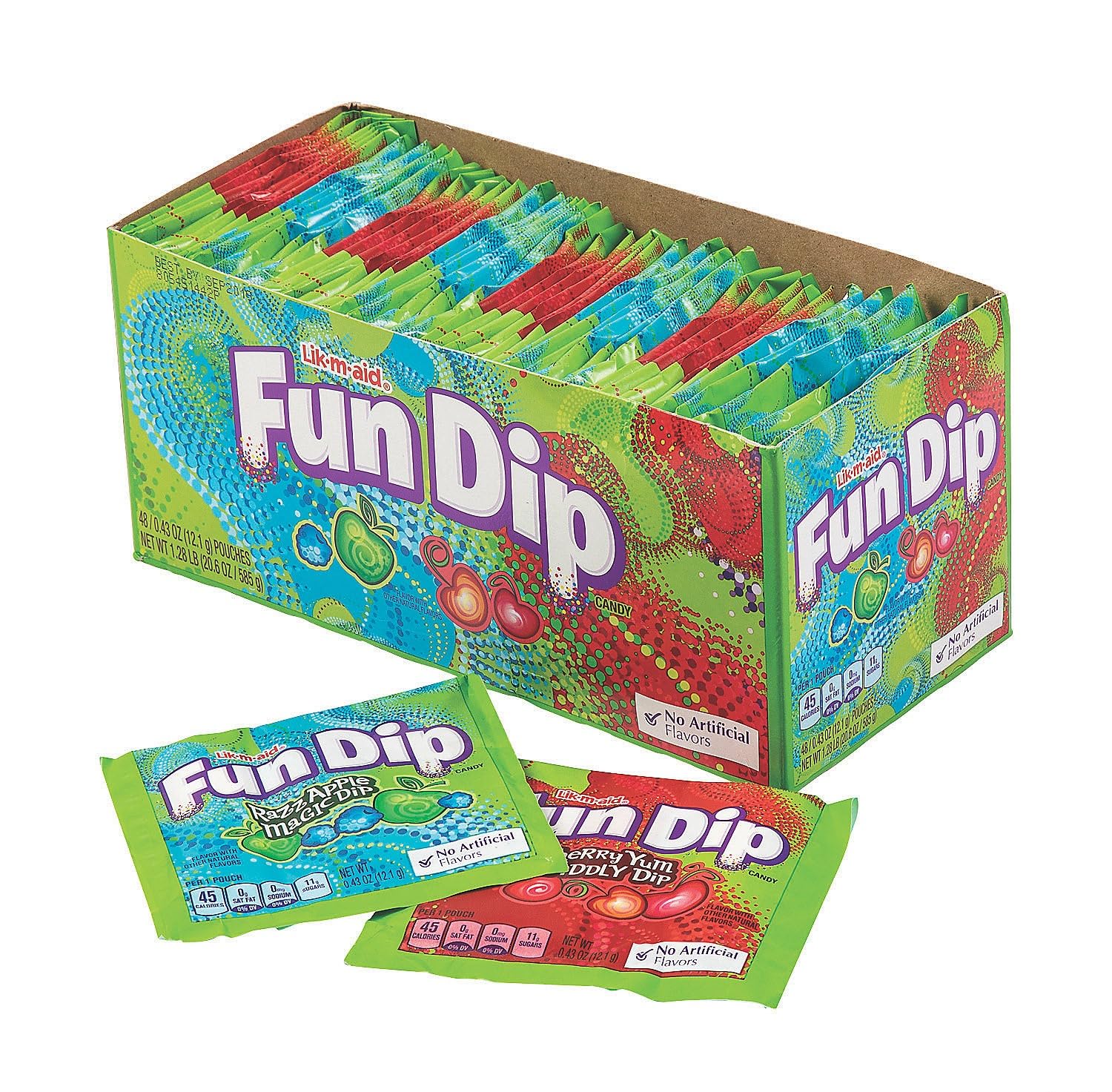 Lik-M-Aid Fun Dip, 48 Count (Pack of 1), Razz Apple and Cherry Yum Flavor