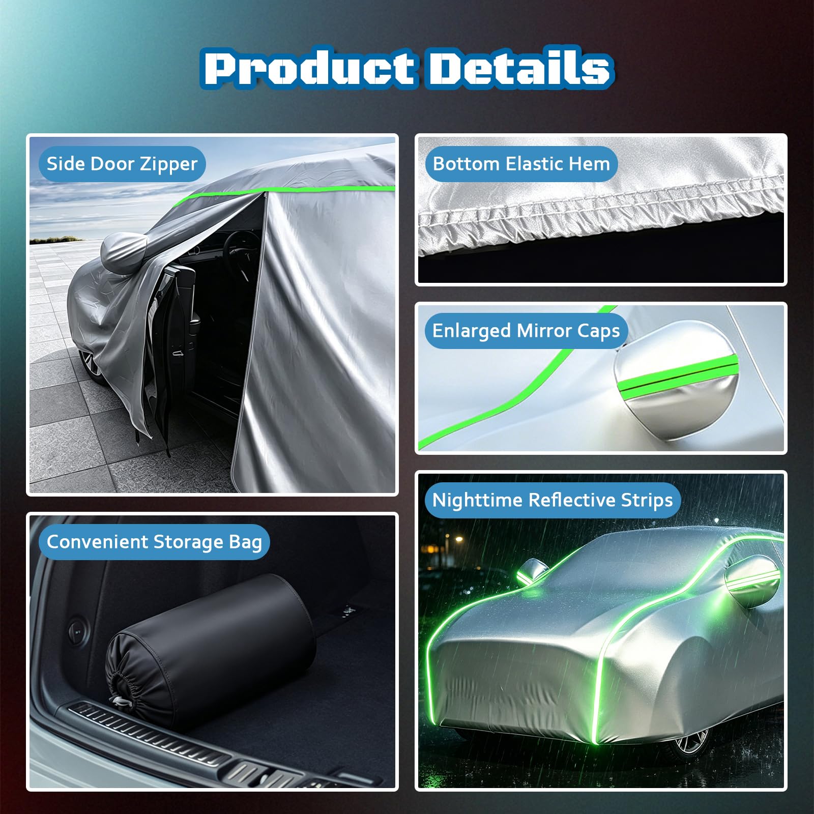 Copri Auto per Chery Omoda 5 Funda,Copertura Auto Resistente ad Acqua Polvere Neve Sole Freddo, Strisce Riflettenti Tutte Le Stagioni
