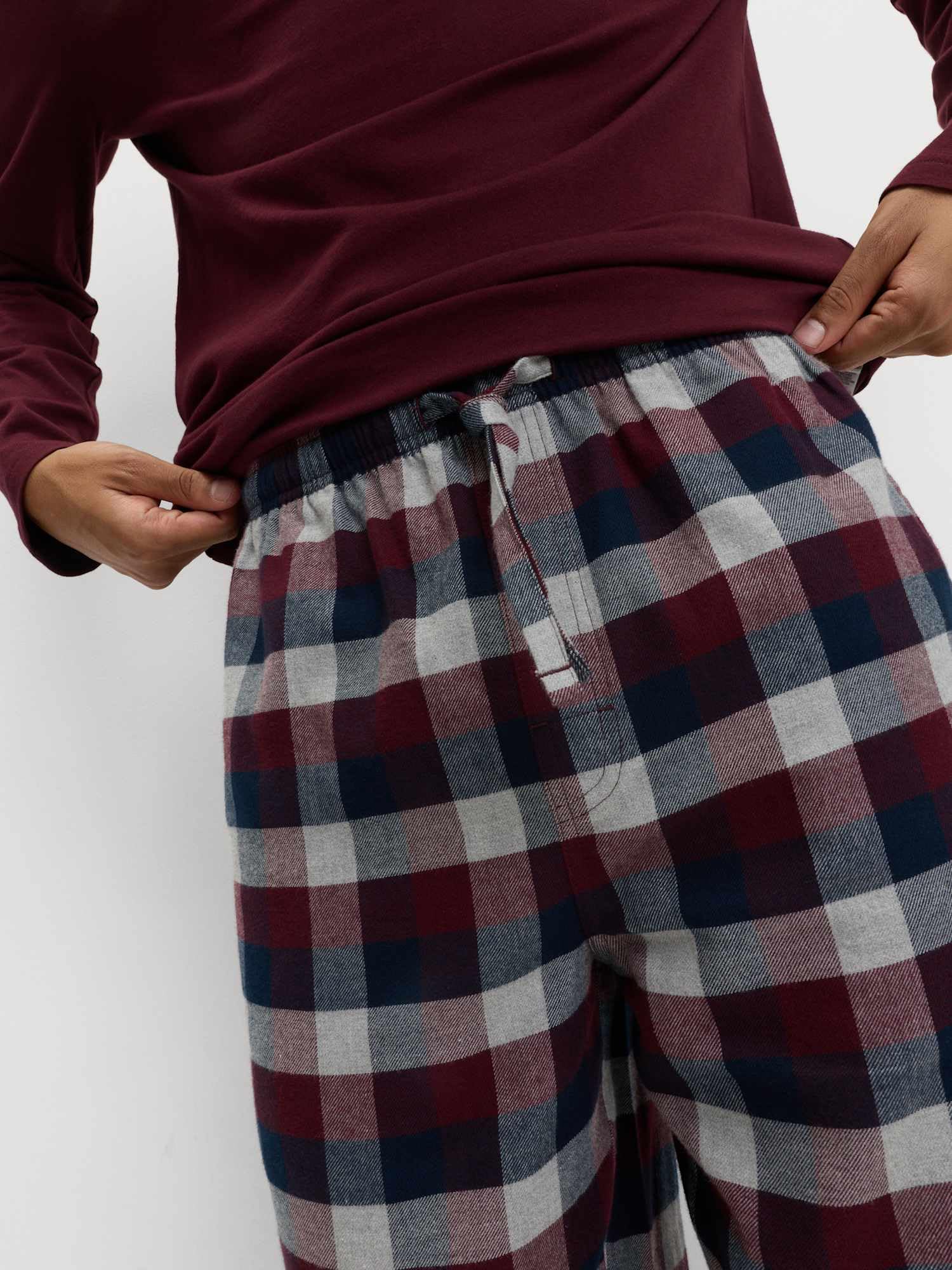 Marks & Spencer Conjunto de Pijama de Algodón Afelpado para Hombre, Ajuste Normal, Cintura con Cordón, con Bolsillos