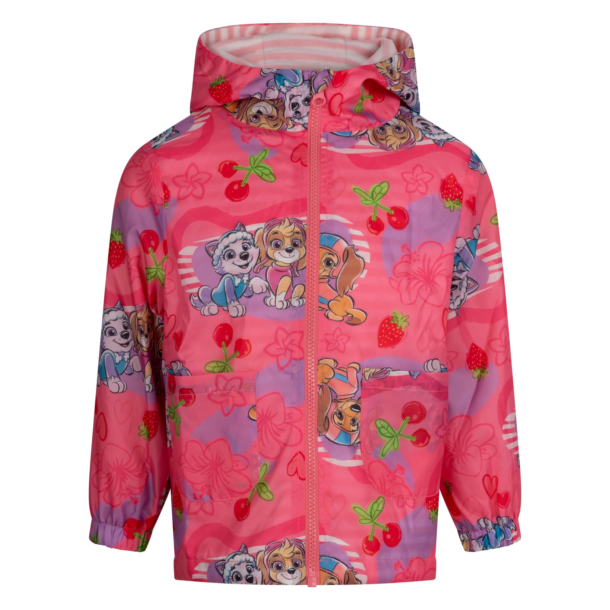 Paw Patrol Raincoat with Hood, Insulated fleece lined Jacket, Pink, 5-6 Years: 116cm, Pink