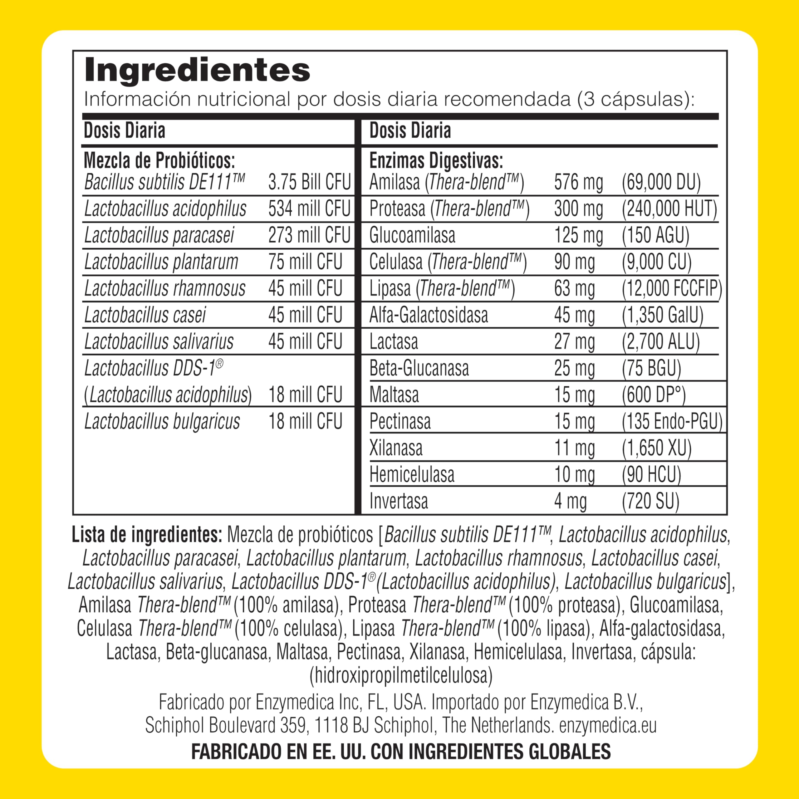 Enzymedica, Digest Gold + Live Bacteria, Fórmula Enzimática de Acción Rápida, Reduce los Gases y la Hinchazón, Mejora la Absorción de Nutrientes, Sin Gluten, Sin Lácteos, Vegano, 90 Cápsulas