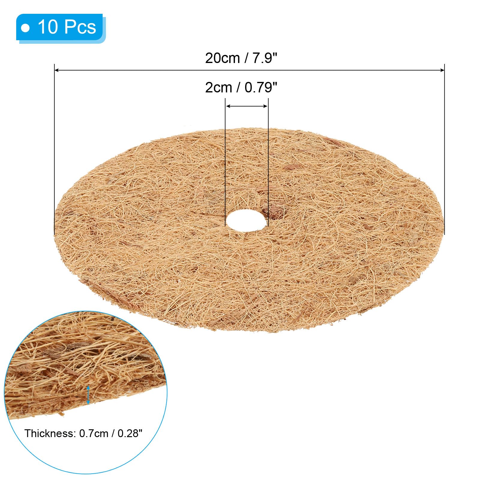 PATIKIL 8 Inch Coconut Fibers Mulch Ring, 10Pcs Coco Coir Tree Protector Mats Tree Disc Plant Cover Protection for Garden Landscaping - Image 2