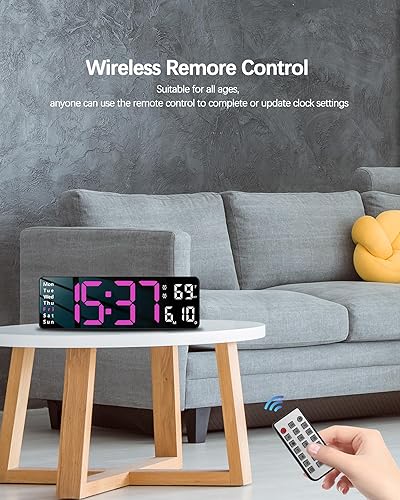 Vista 33 de JoFomp Reloj de pared digital – Pantalla LED grande de 13 pulgadas, alarma fuerte, control remoto, DST, atenuación automática, fecha y día