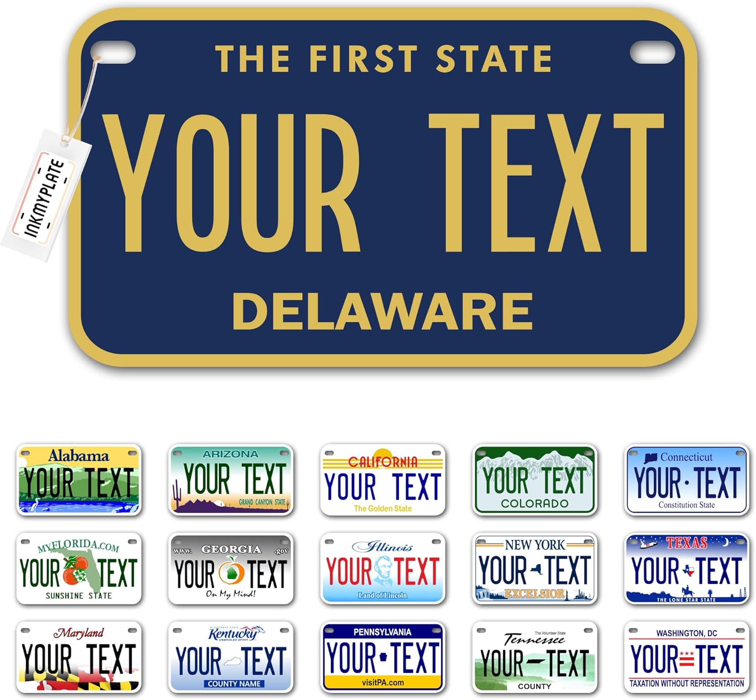 InkMyPlate Personalized Delaware Small License Plate