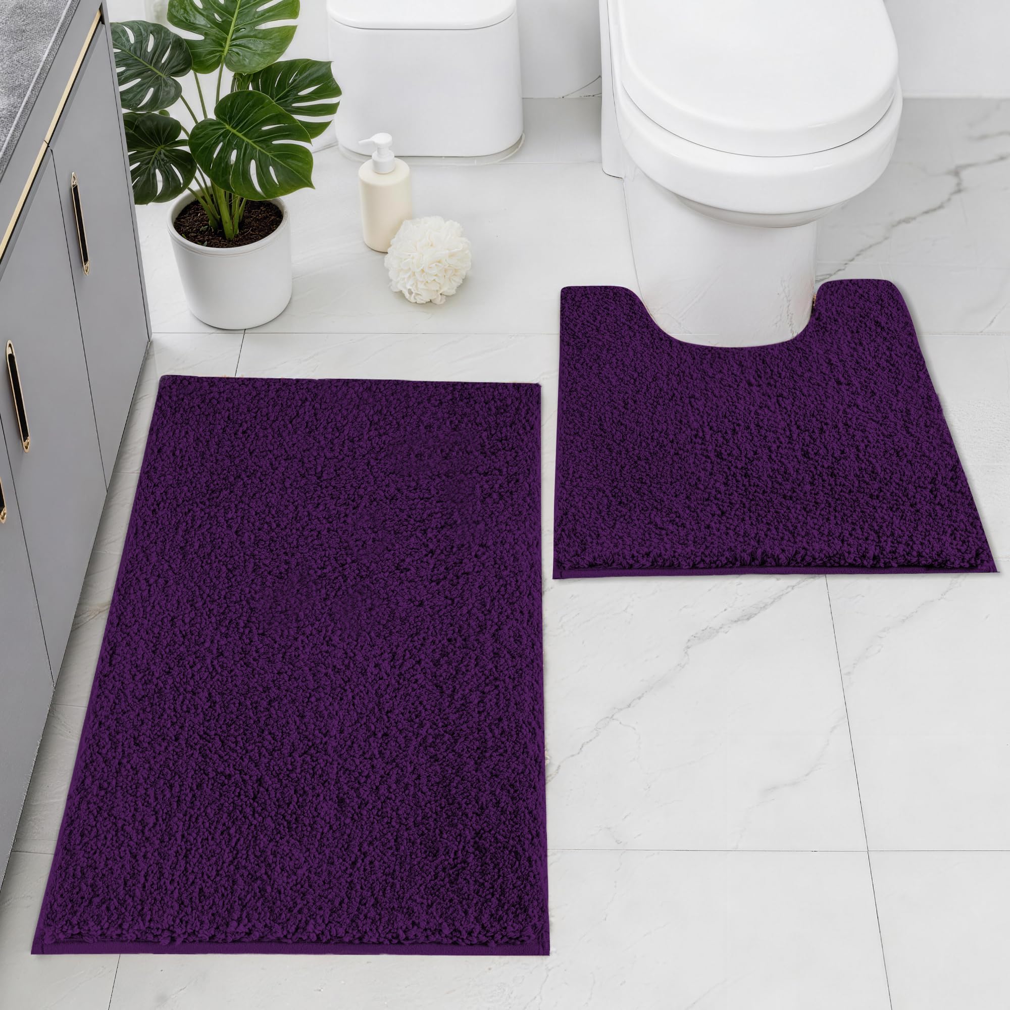 Baahrnom Microfibre Bath Mat Set, Non Slip Bathroom Mat Set 2 Piece — image 1