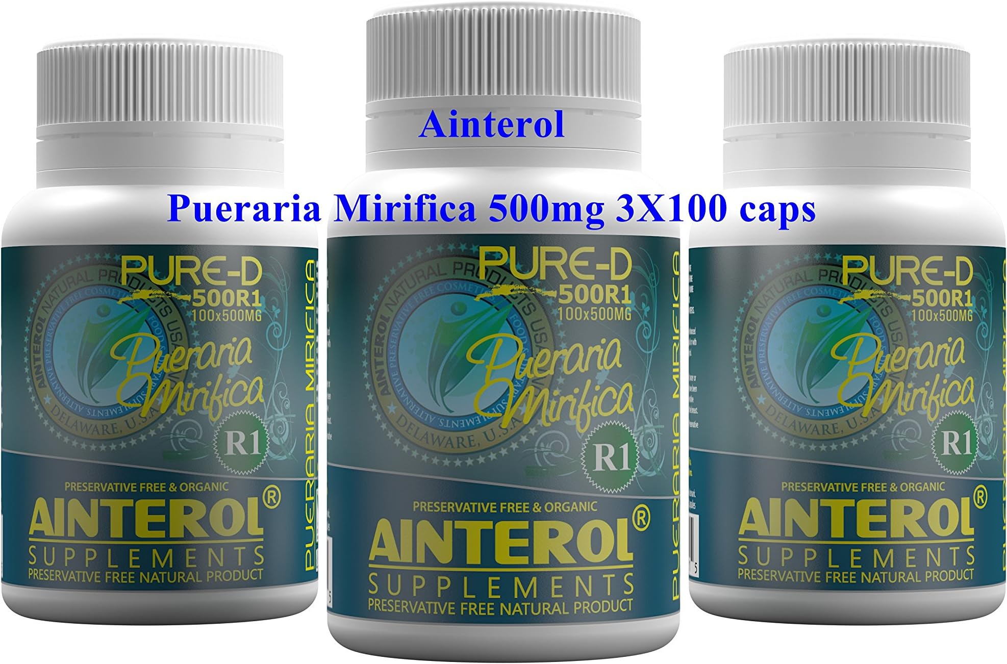 PUERARIA MIRIFICA 500mg Capsules Natural Breast Enlargement The New Formula Strong Variety 3 X Bottle