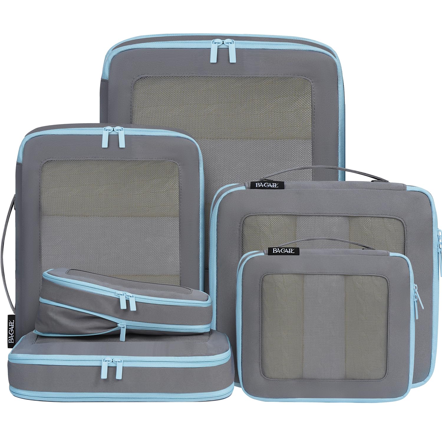 BAGAIL Compression Packing Cubes for Travel Essentials, 6 Set-Pewter Color