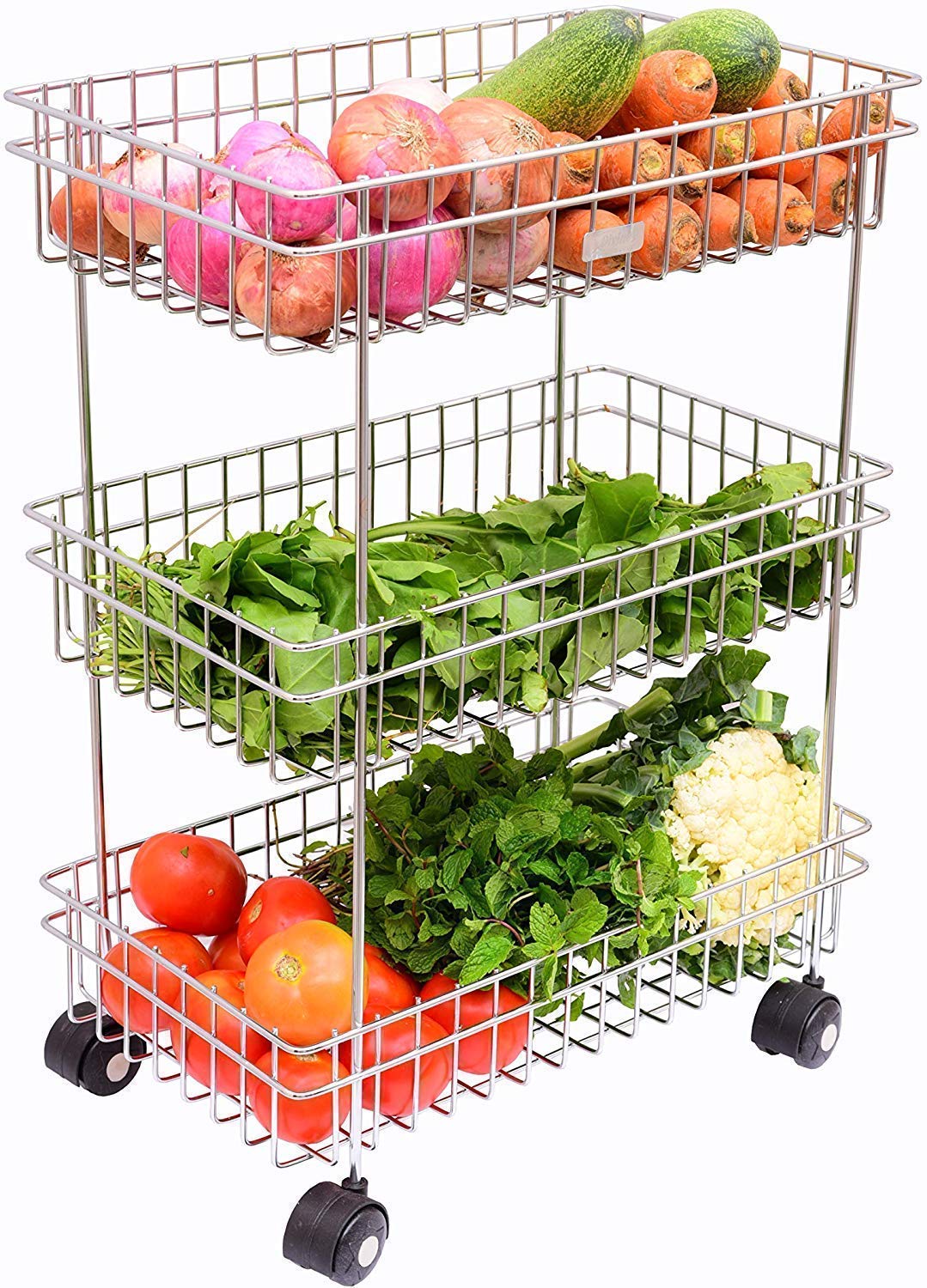 Privesh Stainless Steel Modern Kitchen Storage Rack Folding Perforated