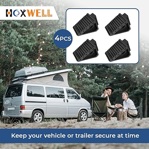 Miniatura 7 de Paquete de 4 calzones de goma sólidos y resistentes, topes de rueda de alta calidad para automóvil, remolques de viaje, RV, camión y ATV (4 piezas,