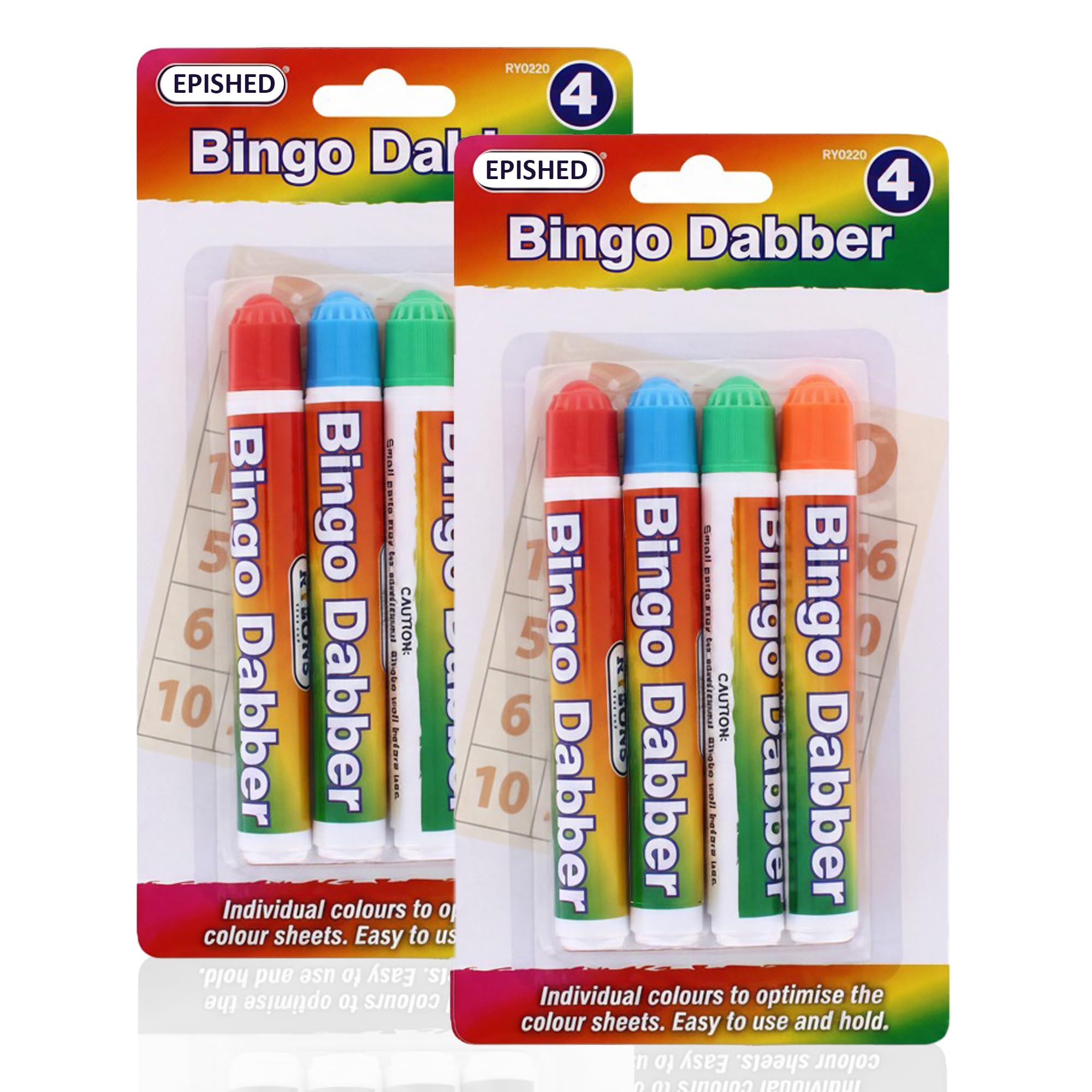 Epished Bingo Dabbers 8 Pack (2x4 Pack) – Bright Fast-Drying Ink Bingo Markers for Bingo Cards – Smooth No-Smudge Daubers for Bingo Halls, Clubs & Home Games