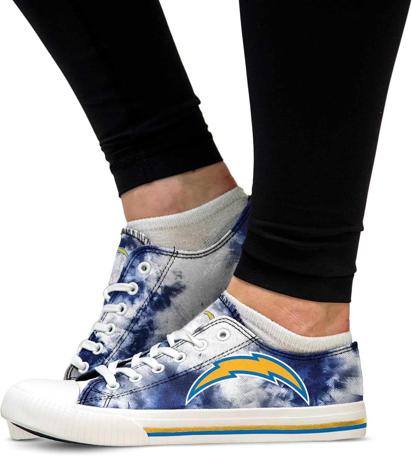 FOCO Los Angeles Chargers NFL Womens Low Top Tie Dye Canvas Shoe - 7 - Image 2