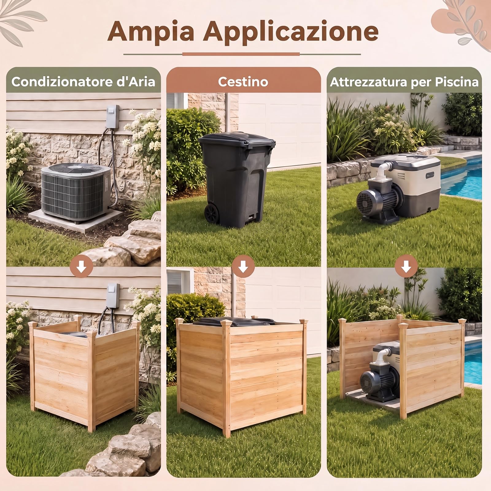 GYMAX Recinzione Giardino Esterno, Staccionata in Legno