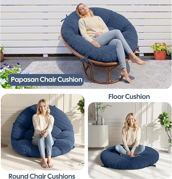 idee-home Papasan Chair, Xio Light Blue
