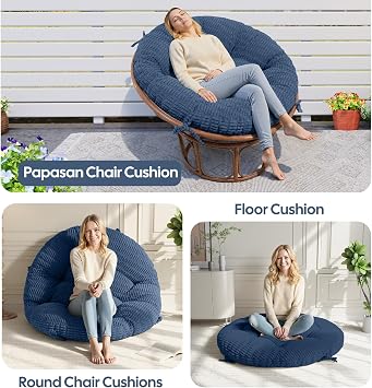 idee-home Papasan Chair, Xio Light Blue