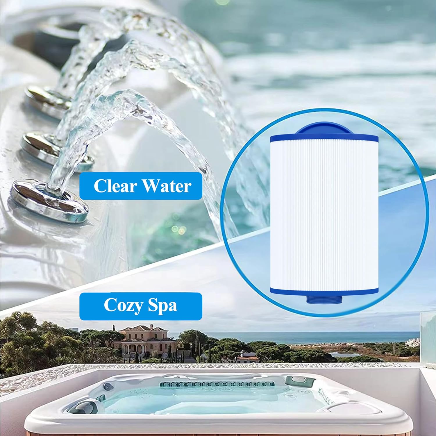 Cryspool® 06004 Filter Compatible with Artesian Spas 06-0014-12, PMA-R1/x268546 with Closed Handle(Not be Removed), 6CH-352, FC-0318, PAS40-F2M, 06-0055-12, 35 Sq. Ft Spa Filter Cartridge, 2 Pack - Image 6