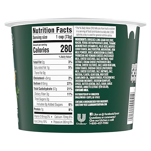 Miniatura 2 de Knorr - Taza de arroz con 3 quesos y setas Risotto 8 unidades, delicioso plato de arroz sin sabores artificiales ni conservantes 2.6 onzas (73.7 g)
