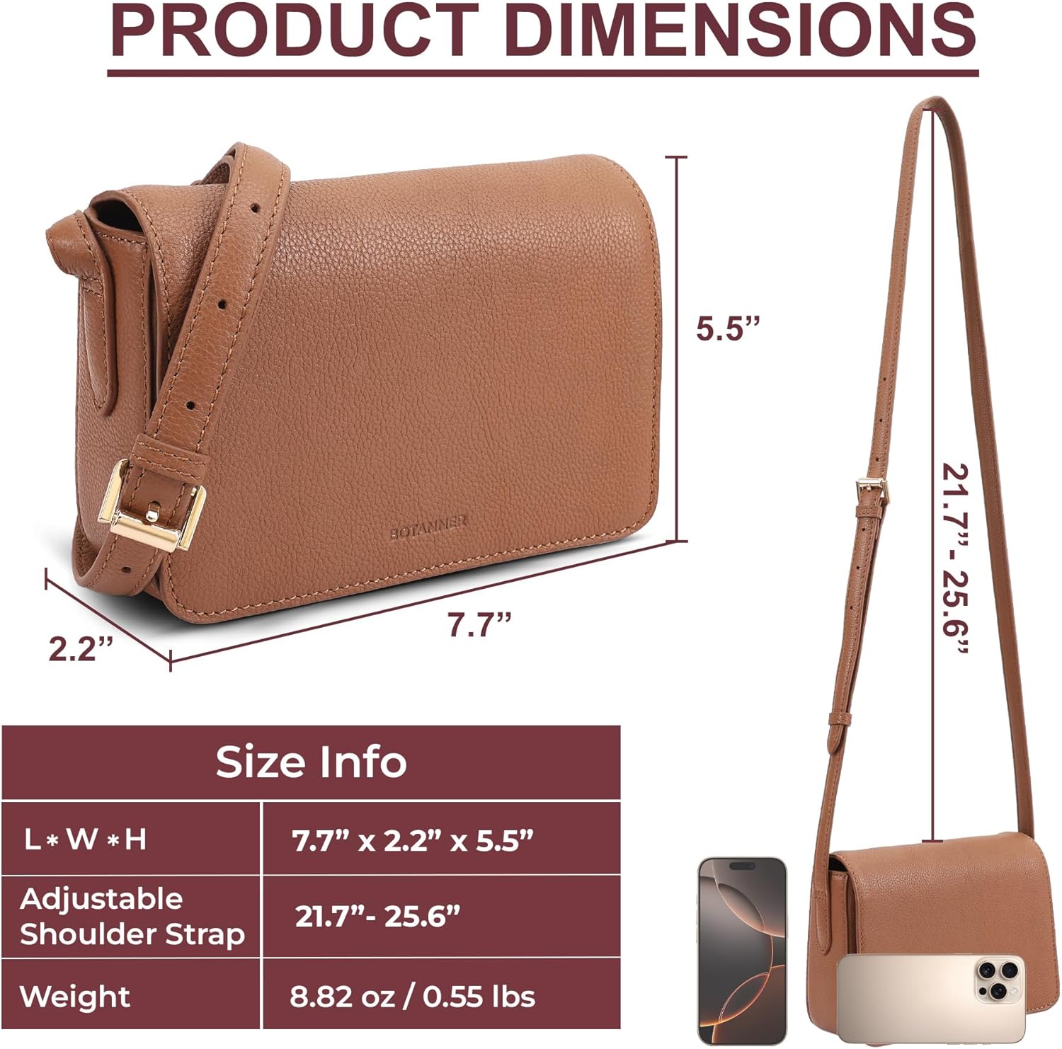 Genuine Leather Crossbody Shoulder Bag for Women with an Adjustable Strap - Image 2