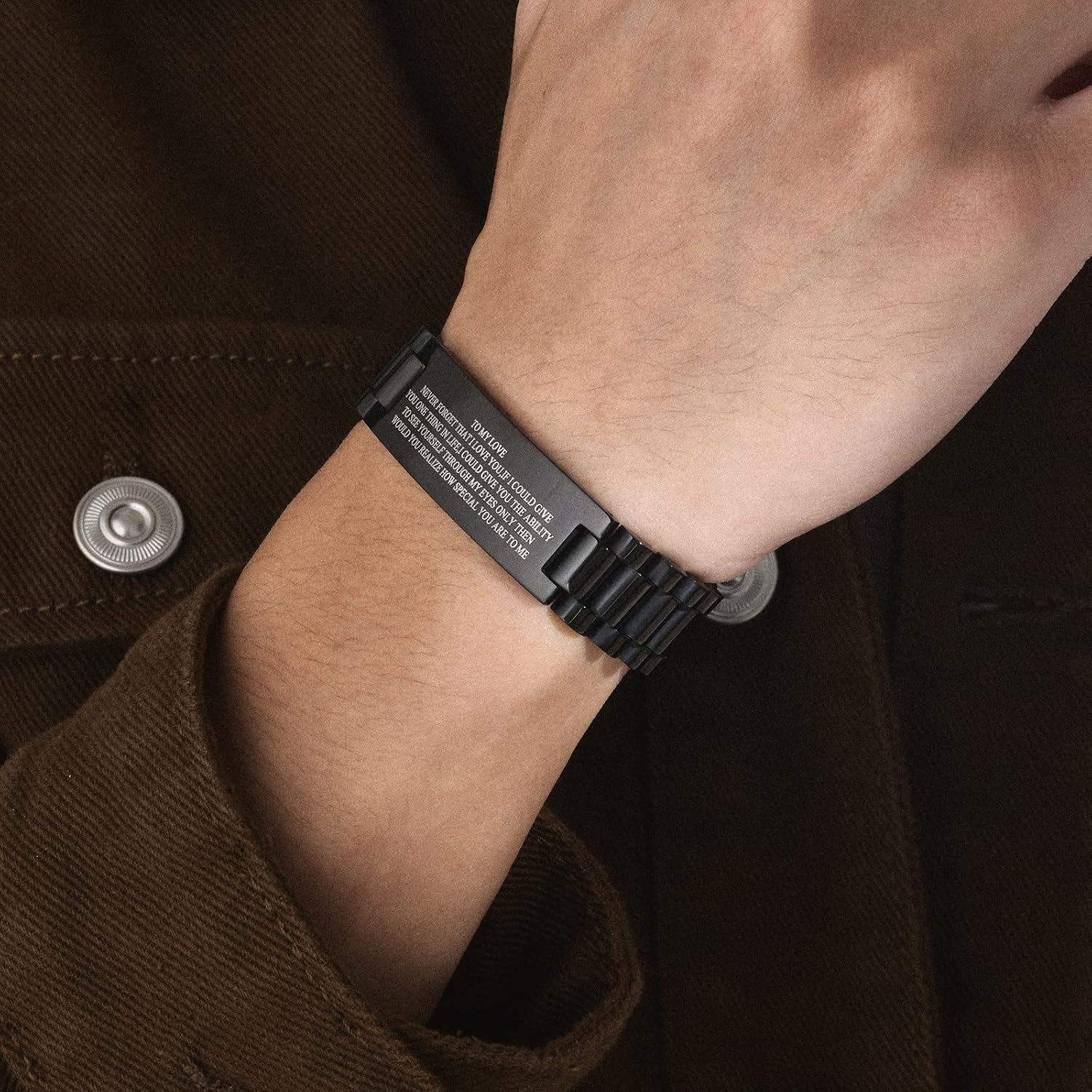 VNOX Masculine Watch Band Stainless Steel Link Bracelet Personalized Jewelry Gift for Men Dad Father Husband Son