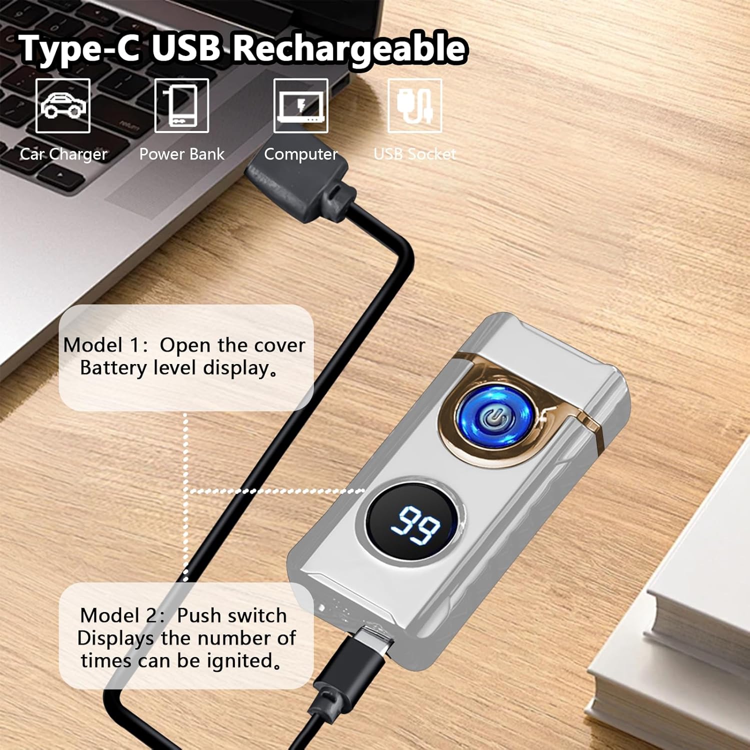 Rechargeable Windproof Arc Lighter USB Charging Elegant Night Glow Design Perfect for Camping Hiking BBQ and Everyday Use Great Gift for Men Women and Outdoor Enthusiasts(Luminous White)