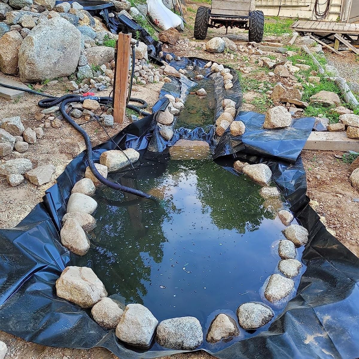 Rivestimento per laghetto in gomma flessibile, resistente, 1,8 x 5,8 m, resistente ai raggi UV, impermeabile, per piscine da giardino e giochi d'acqua, base per piante acquatiche e costruzioni