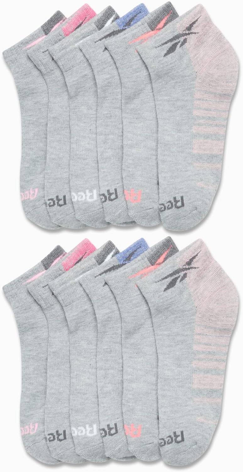 Reebok Womens Quarter Socks - 12 Pack Performance Arch Support Ankle Socks - Cushioned Athletic Socks for Women (Size: 4-10)