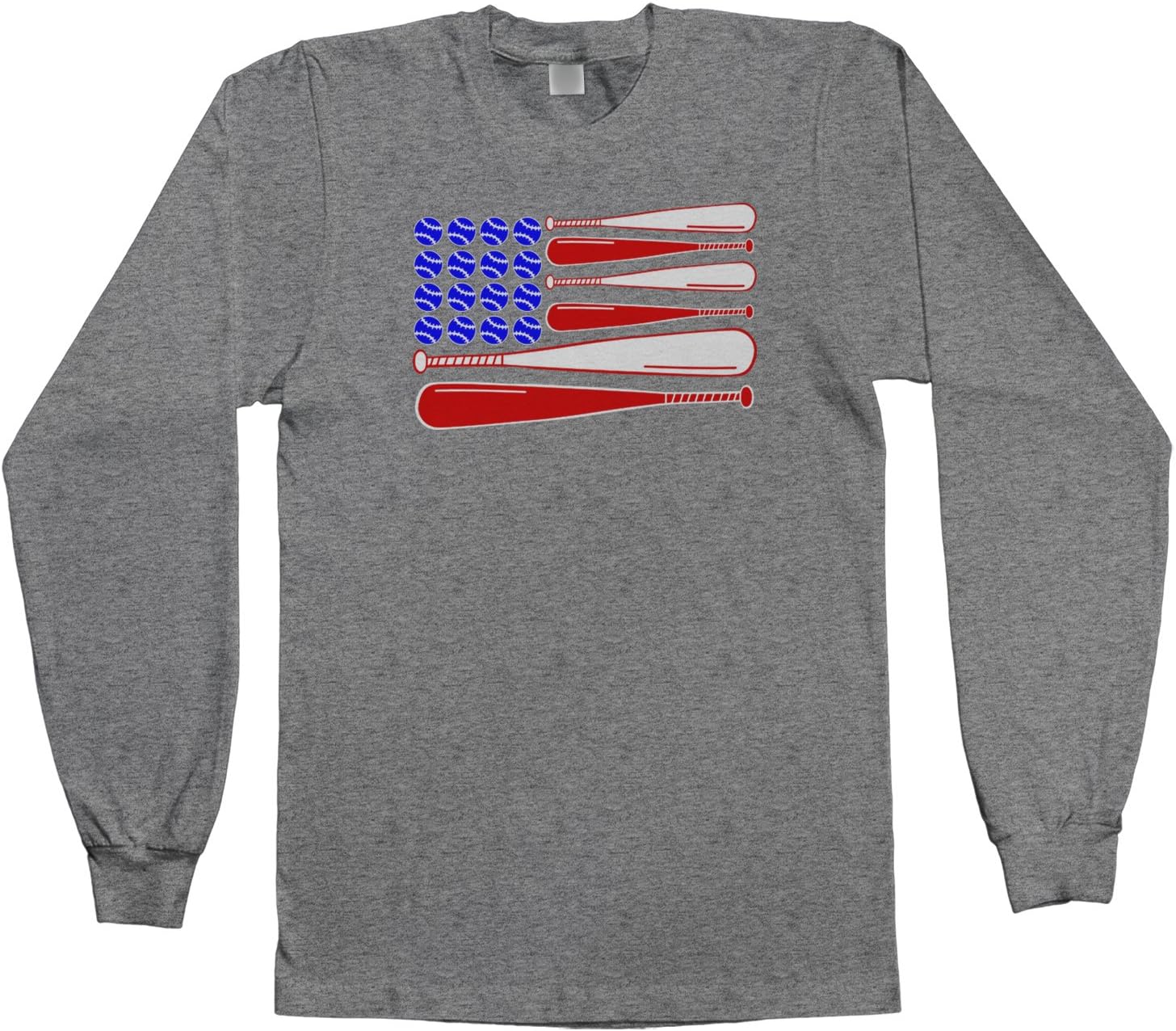 Threadrock Kids Baseball and Bat American Flag Youth Long Sleeve T-Shirt