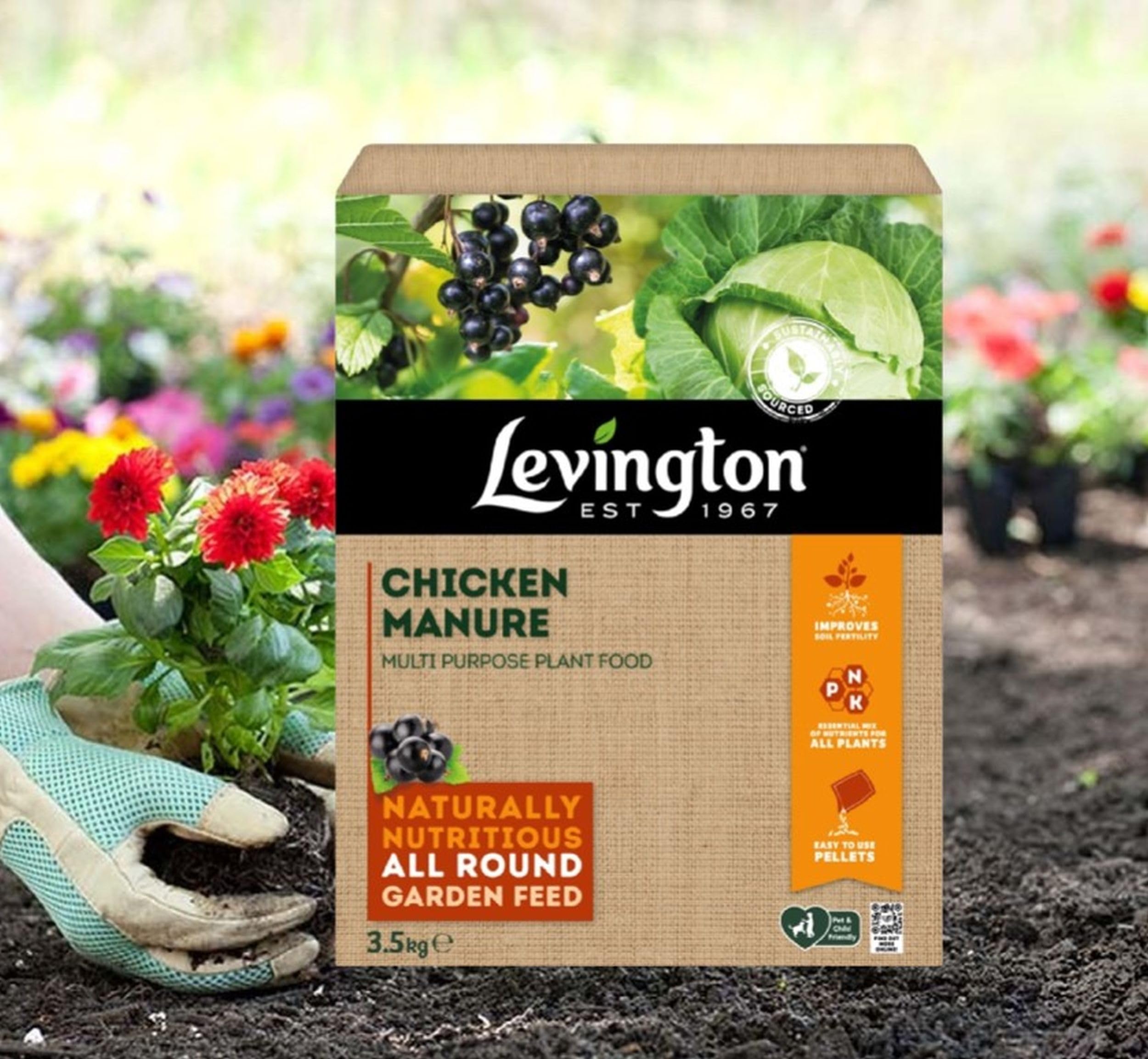 Wolvercroft Garden Centre Levington Chicken Manure Plant Food Pellets All Purpose Flowers Fruit And Vegetable Feed 3.5Kg