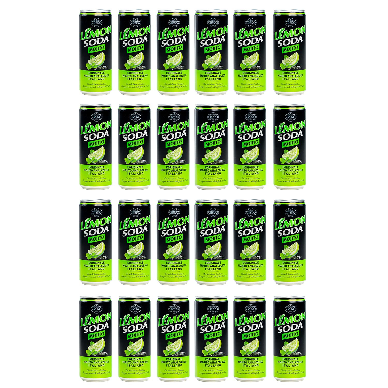 Lemon Soda Mojito Limonade (24 x 330ml) von Crodo - alkoholfreie Limettenlimonade - natürliche Aromen - Limettensaft aus Süditalien - erfrischend fruchtig - Cocktail alkoholfrei - EINWEG Dose