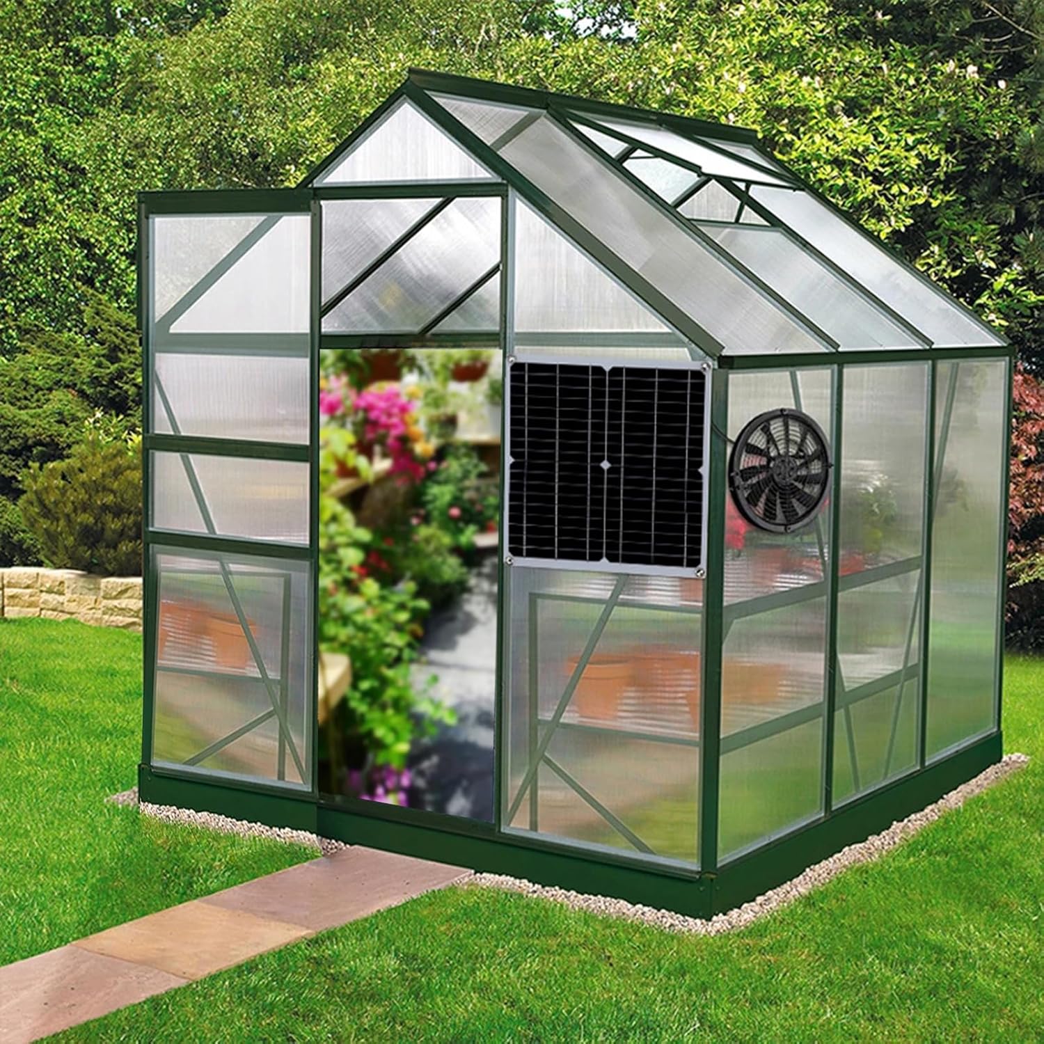 Solar Exhaust Fan Kit with 9.8in Vent Fan, 30W IP65 Waterproof Cooling System for Greenhouse, Chicken Coop - Large Solar Panel, Portable, Easy Installation