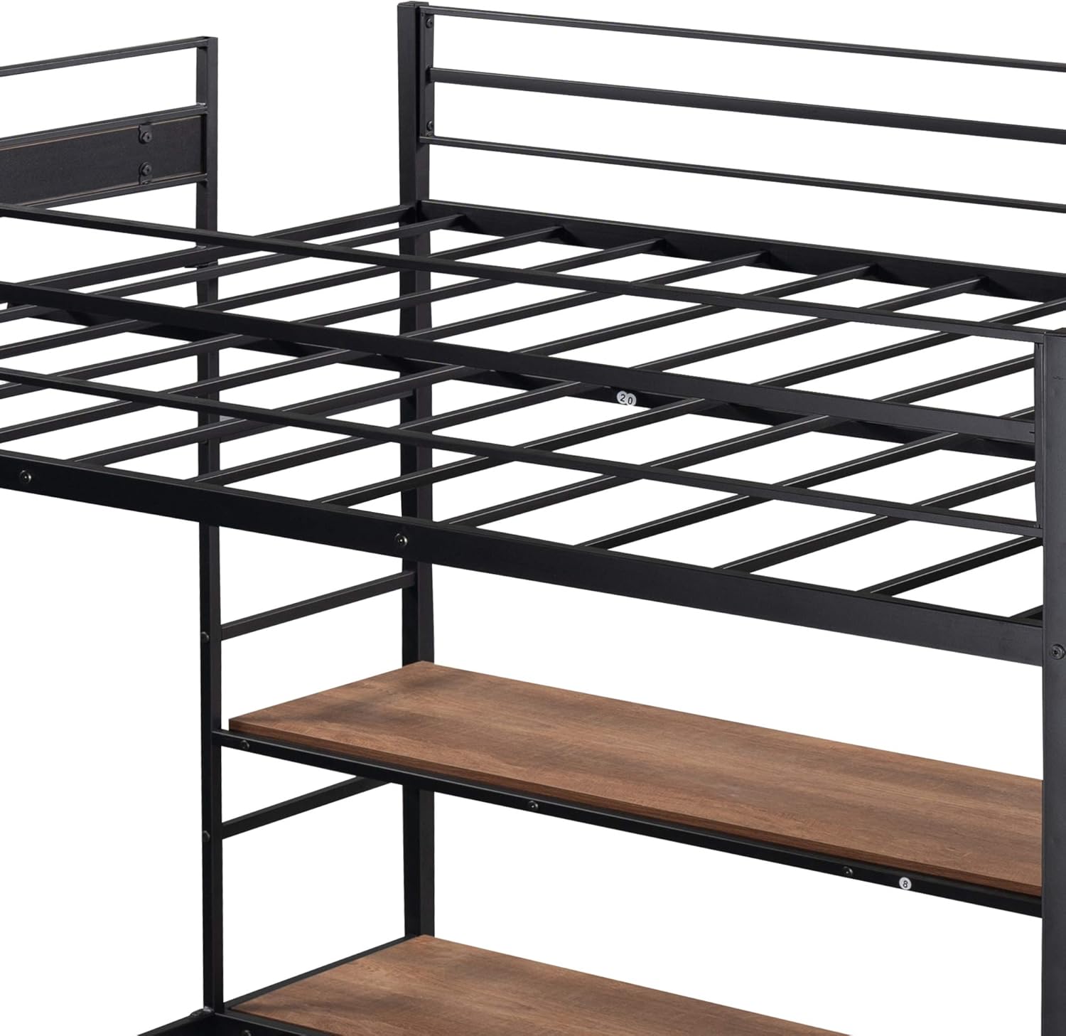 SOFTSEA Full Over Twin/Full Metal Bunk Bed, Bed Frame with Storage Shelves for College Bedroom Kids Teens