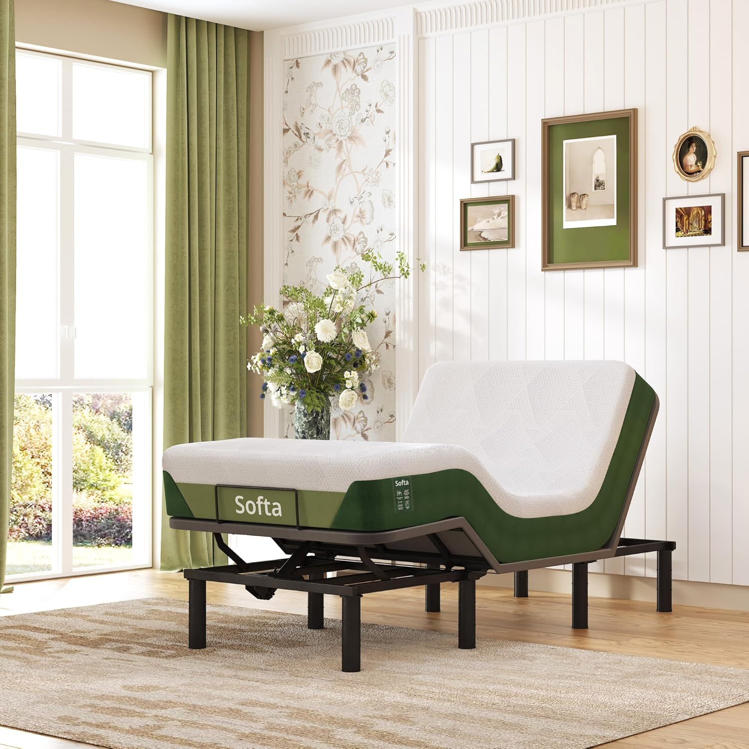 Softa Adjustable Bed Frame with 10" Gel Memory Foam Mattress, Head & Foot Incline, Electric Bed Base w/Oxford Fabric Bedspread, Remote Control and Whisper Quiet Dual Motor, Anti-Snore(S2) (Twin XL)