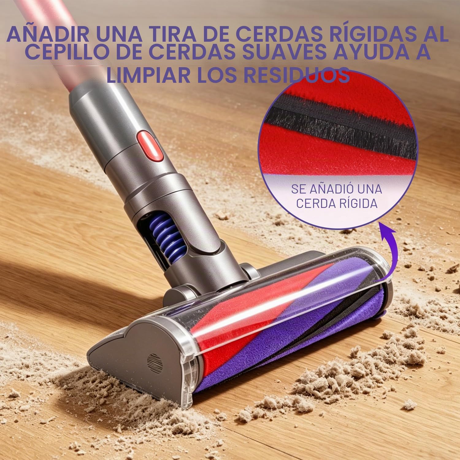 KENVOR Cepillo para Dyson V7 V8 V10 V11 V15 Gen 5,Cepillo con Rodillo Suave | Lámpara LED verde, Cabezal para Pavimenti
