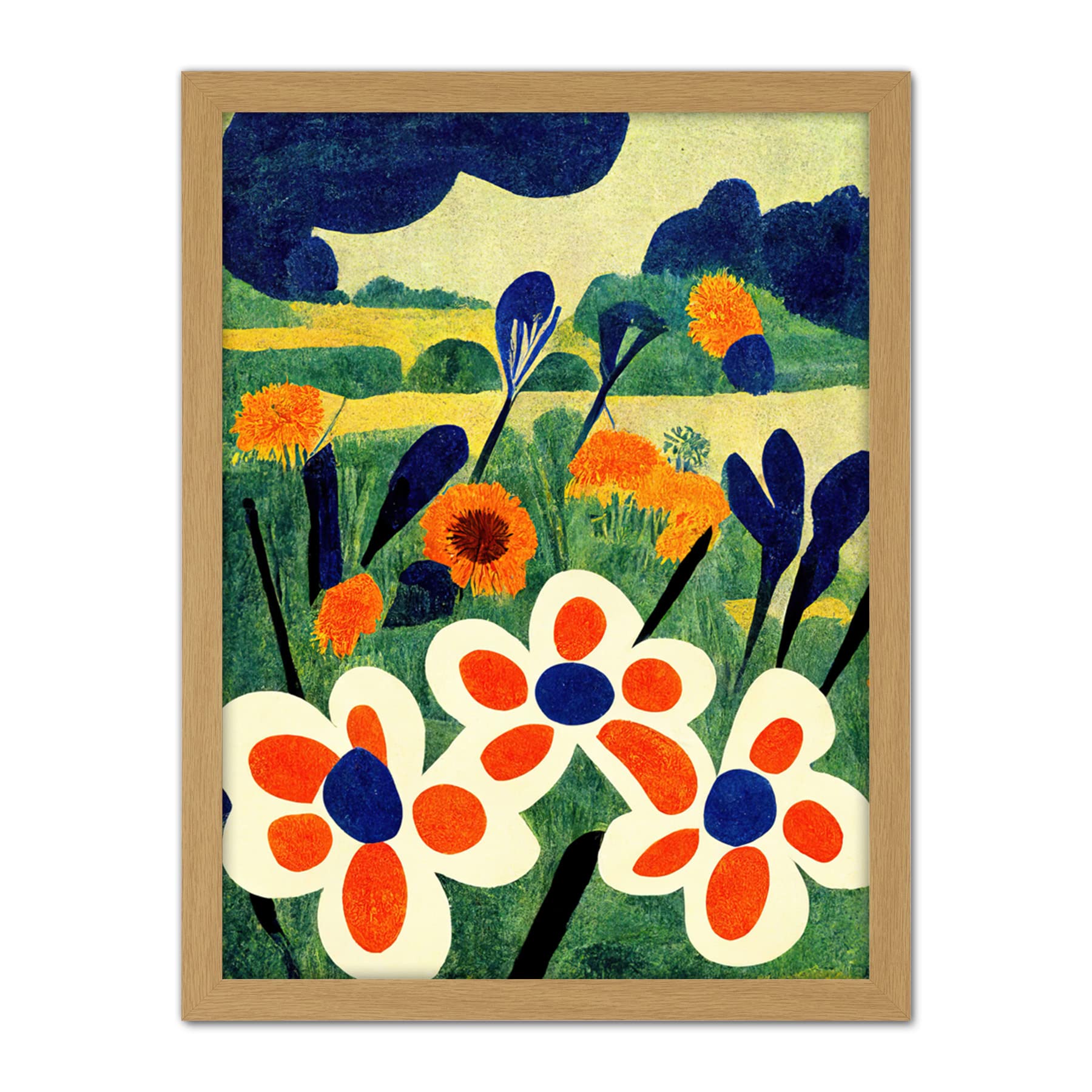 Doppelganger33 LTD Henri Matisse Style Meadow Flowers Iris Artwork Framed Wall Art Print 18X24 Inch