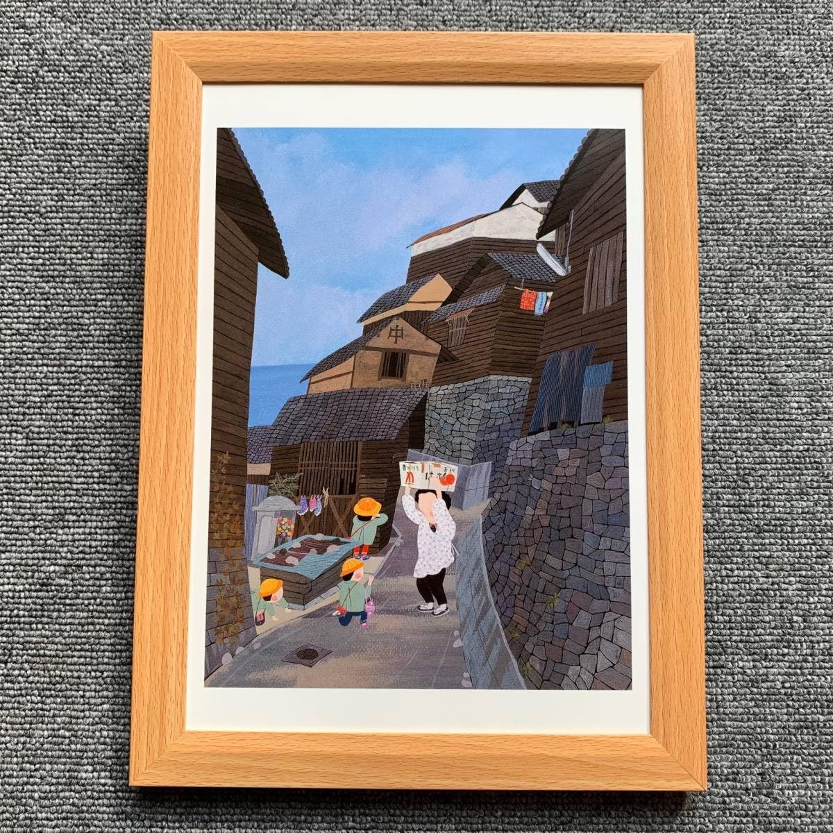 Amazon.co.jp: □原田泰治『イタダキ 香川県高松市』B5サイズ 額入り