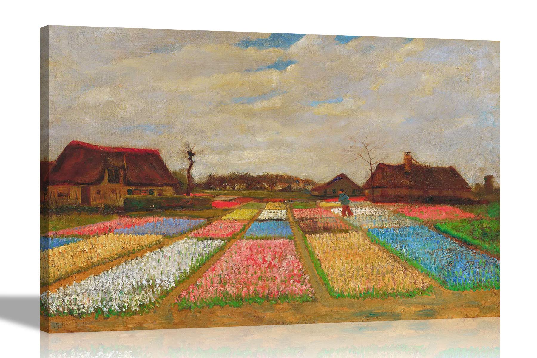 Artley Prints Flower Bed's In Holland By Vincent Van Gogh Canvas Wall Art L Ready To Hang L Landscape Pictures L Landscape Artwork Large 86 X 61Cm (34 X 24 Inches) A1