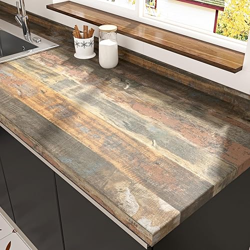 Miniatura 2 de STICKEEP Papel tapiz adhesivo de madera para encimeras, papel tapiz impermeable con aspecto de madera, autoadhesivo, papel de contacto para