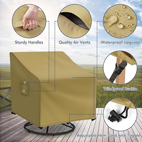 Miniatura 3 de Richwon Fundas para sillas giratorias para exteriores, impermeables, para sillas mecedoras para exteriores, paquete de 2, fundas para sillas de
